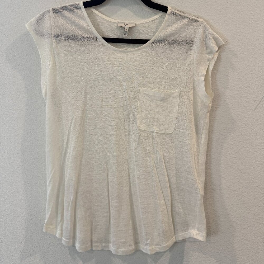 Joie Ivory Slub Cap Sleeve Pocket Tee - CLEARANCE SALE!!!